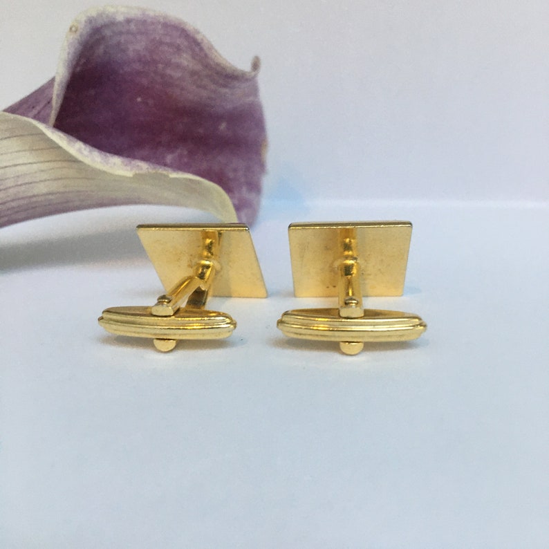 Vintage 1970s Cufflinks Gold Tone Square Cufflinks with Checker Board Pattern