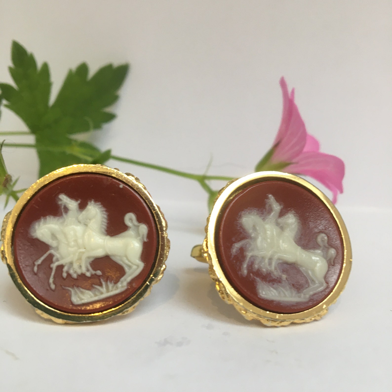 Vintage Cameo Cufflinks Cufflinks with Cameos of A Greek Etsy