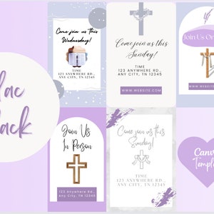 5 Church Service Announcement Instagram Story Templates, Church Template, Church Flyer, Instagram Aesthetic, Christian Instagram Template
