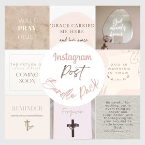 10 Instagram Post Bundle of Christian Quotes, Bible Verses, Church Social Media, Minimal Aesthetic Insta Posts, Christian Instagram Template