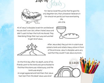 Life of Jesus Coloring Page: Sunday School Activity (PDF)