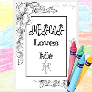 Christian Coloring Page, Sunday School Coloring Page, Church Coloring Page, Jesus Loves Me Coloring Page, Kids Coloring Page, Jesus Coloring