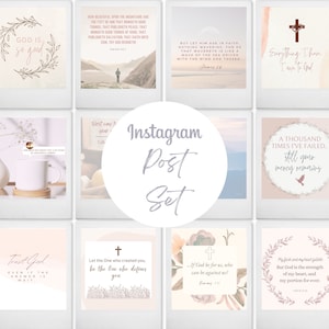 50 Instagram Post Bundle of Christian Quotes, Bible Verses, Church Social Media, Minimal Aesthetic Insta Posts, Christian Instagram Template