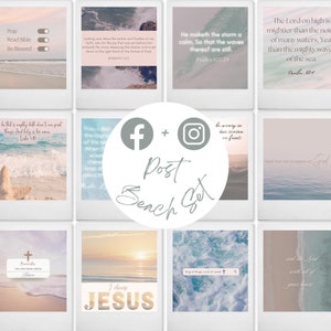 20 Matching Beach Aesthetic Instagram and Facebook Post Bible Verses, Christian Quotes, Christian Instagram & Facebook Template, Beach Posts