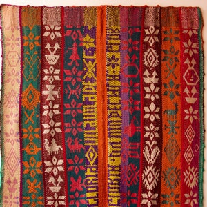 PERUVIAN Colorful RUG / Blanket/ Natural color/Frazada/ Carpet/ Home Decoration/ Premium Quality Teppich/Winter/ Vintage / Runner