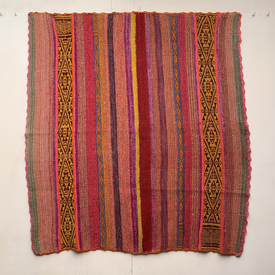 PERUVIAN Colorful RUG / Blanket/ Natural Color/frazada/ Carpet/ Home ...