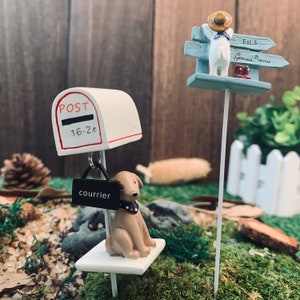 miniature puppy mailbox moss succulent Flower arrangement mini garden supplies DIY potted landscape