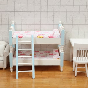 1:12 Dollhouse Miniature Furniture Bedroom Children&#39;s Bunk Bed Miniature Model Cartoon Creative Ornament