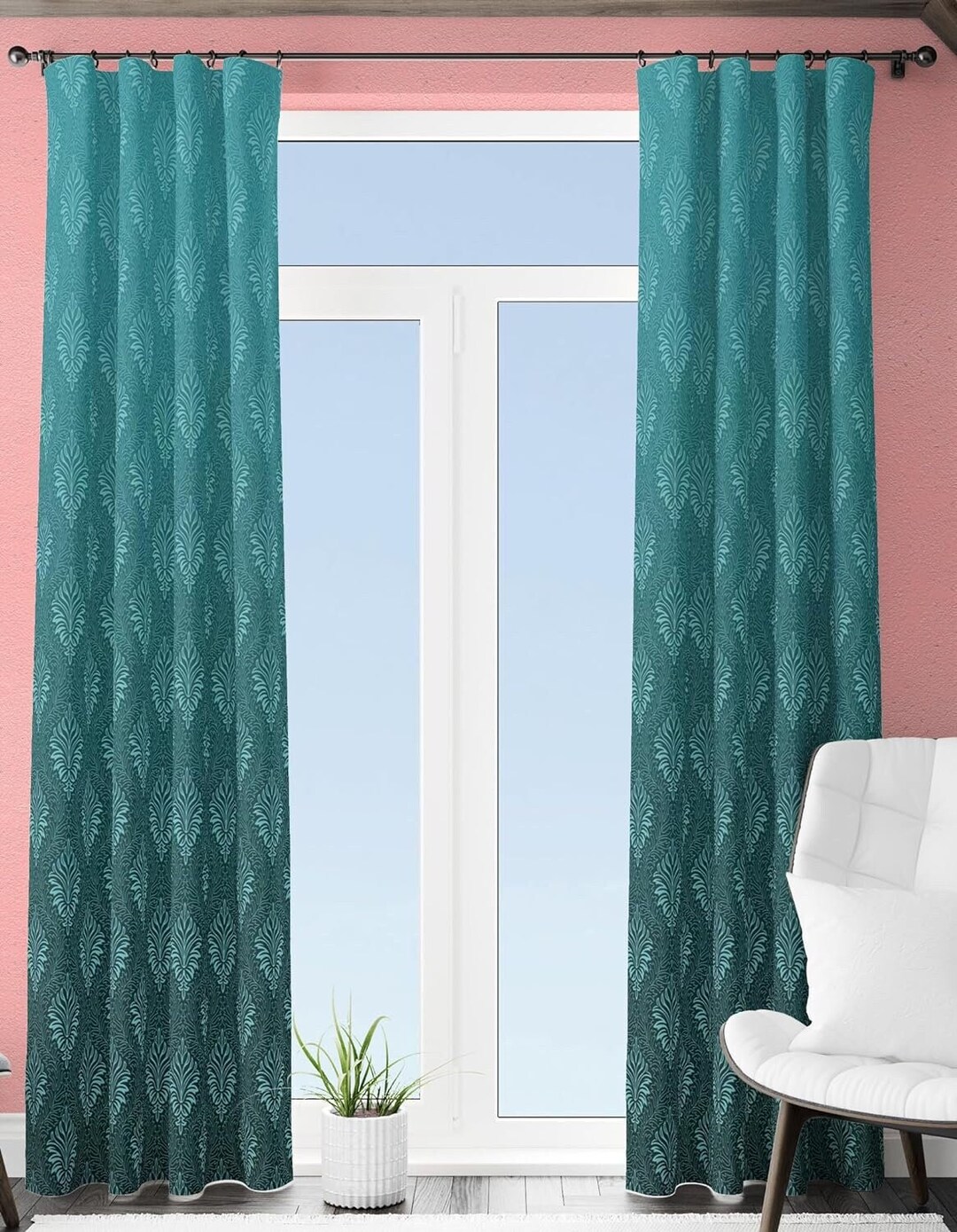 Turquoise Blackout Curtains, Extra Long Blackout Curtain, Bedroom