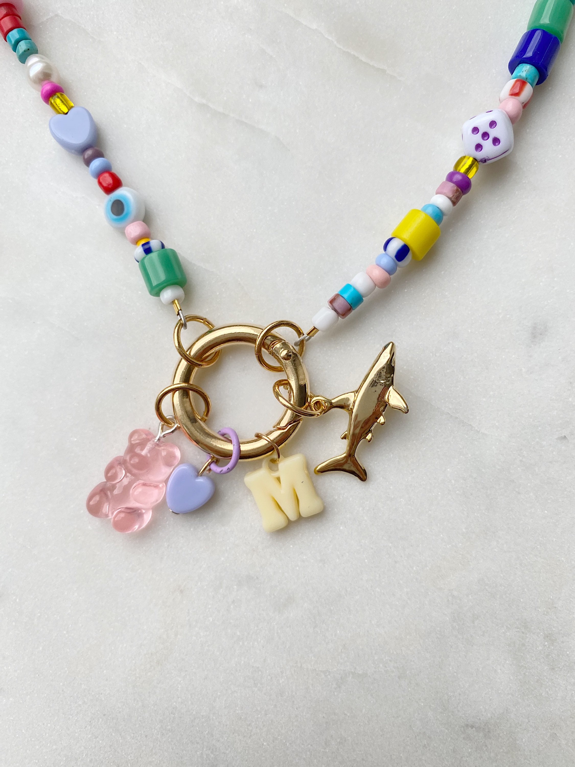 Confetti Necklace Beaded Necklace Gold Plated Necklace Etsy