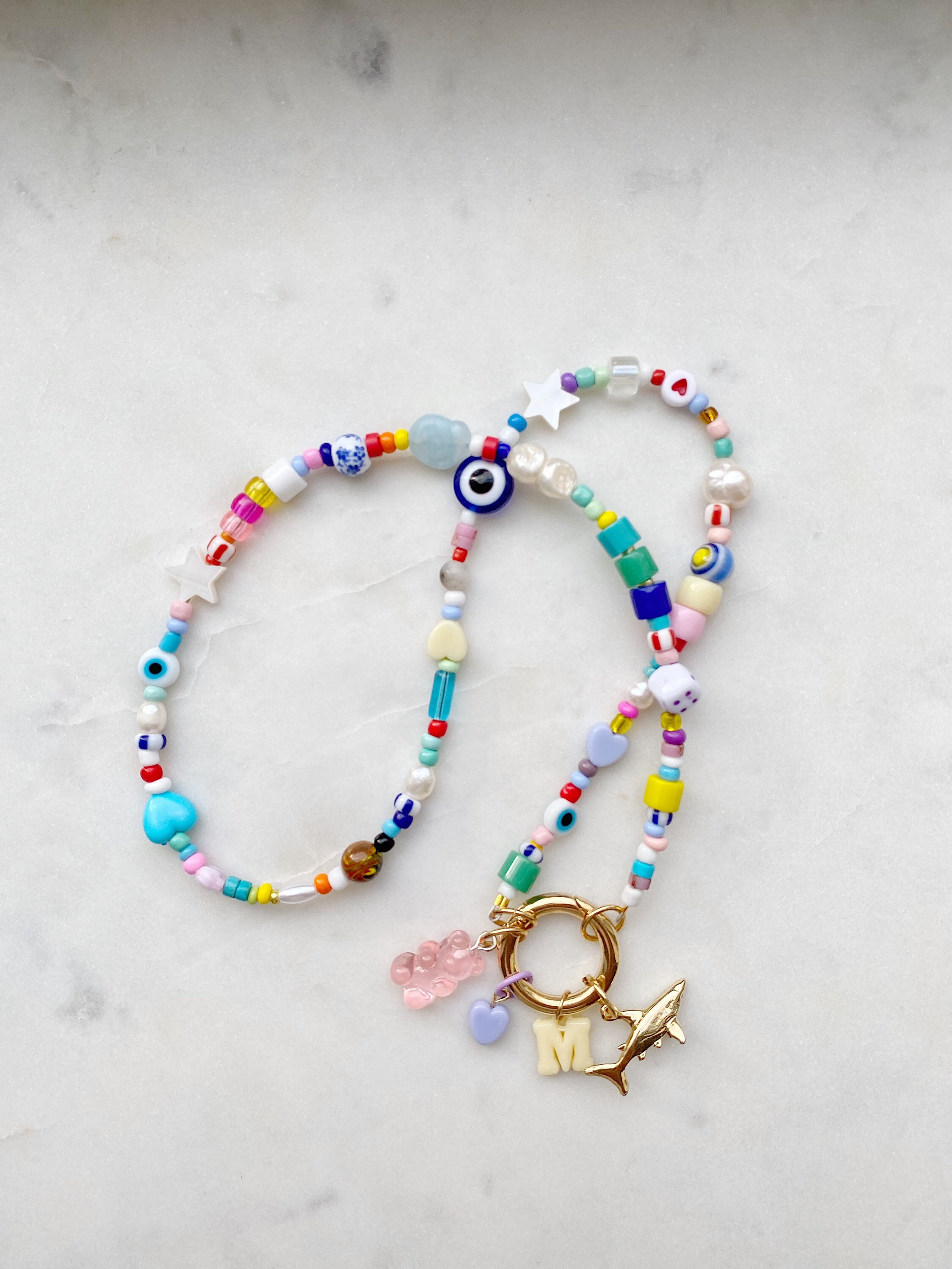 Confetti Necklace Beaded Necklace Gold Plated Necklace Etsy