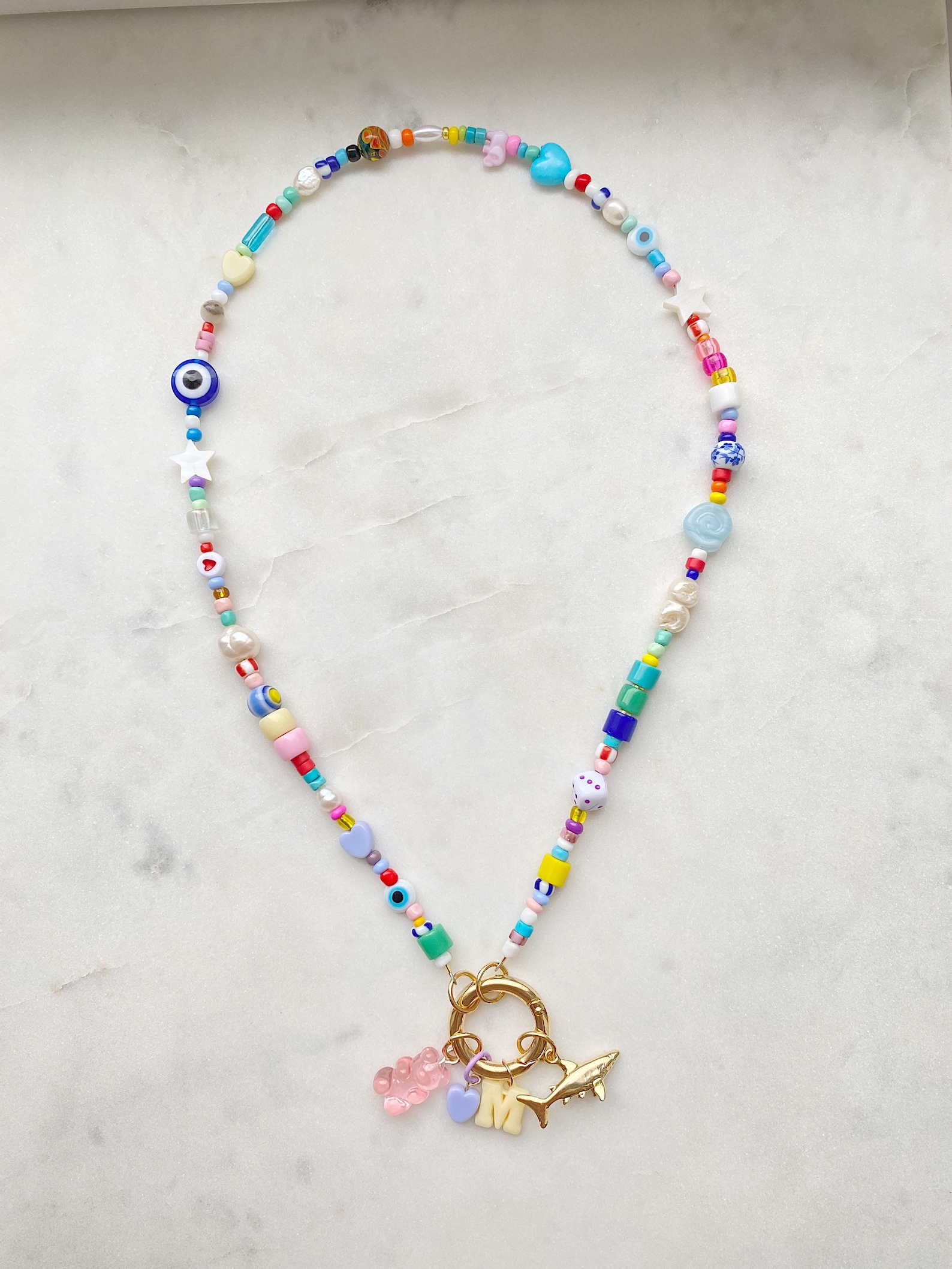 Confetti Necklace Beaded Necklace Gold Plated Necklace Etsy