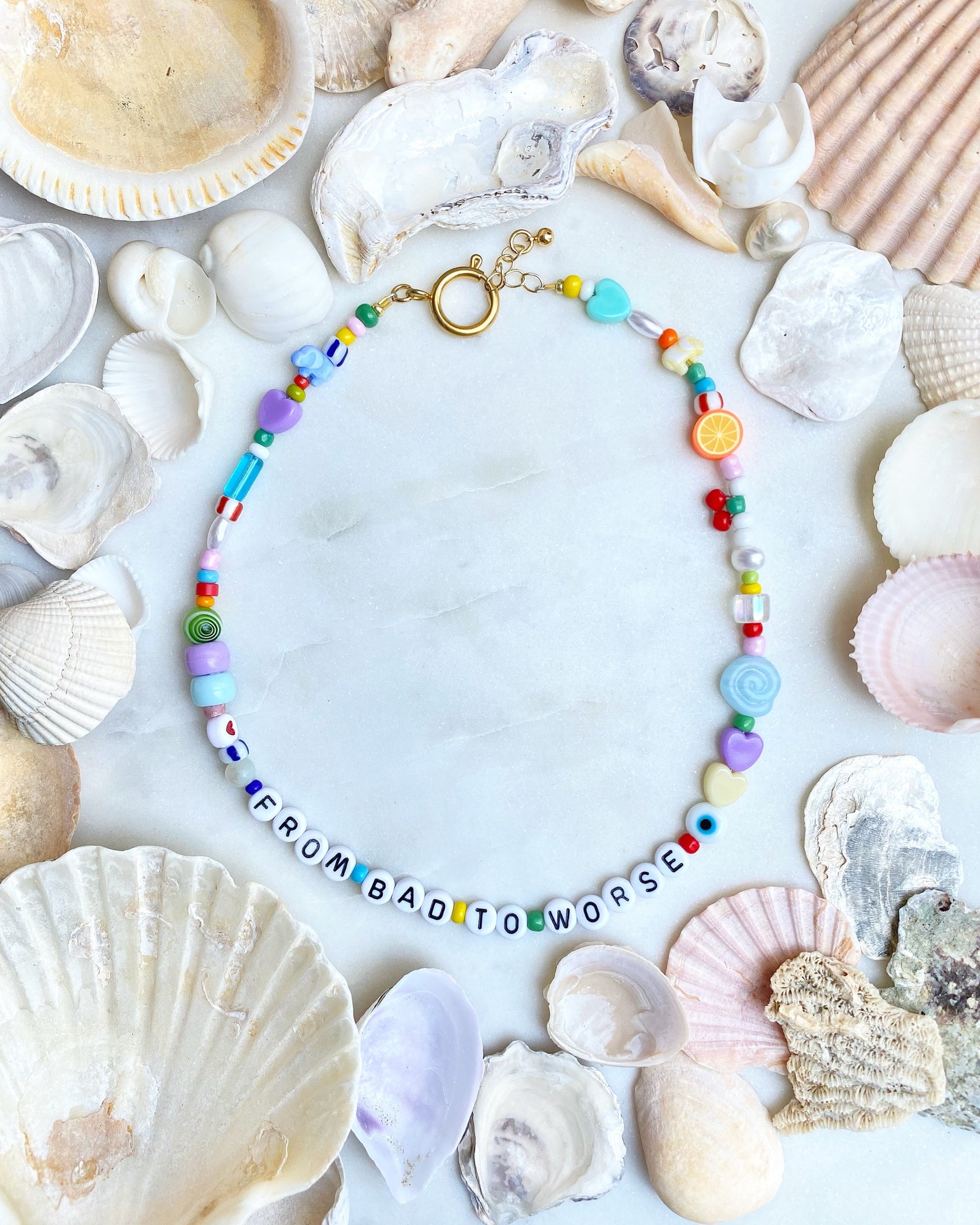 Letter Necklace beads Necklace Initial Necklace 18k Gold Etsy