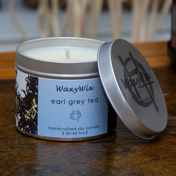 Earl Grey tea scented soy wax candle. Vegan and eco-friendly candle. Cozy scent for Autumn.