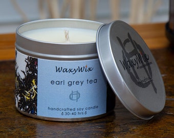 Earl Grey tea scented soy wax candle. Vegan and eco-friendly candle. Cozy scent for Autumn.