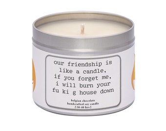 Our friendship is like a candle. Candle gift for friend. Handmade soy wax candle. Slogan candle. friendship candle.  funny candle.