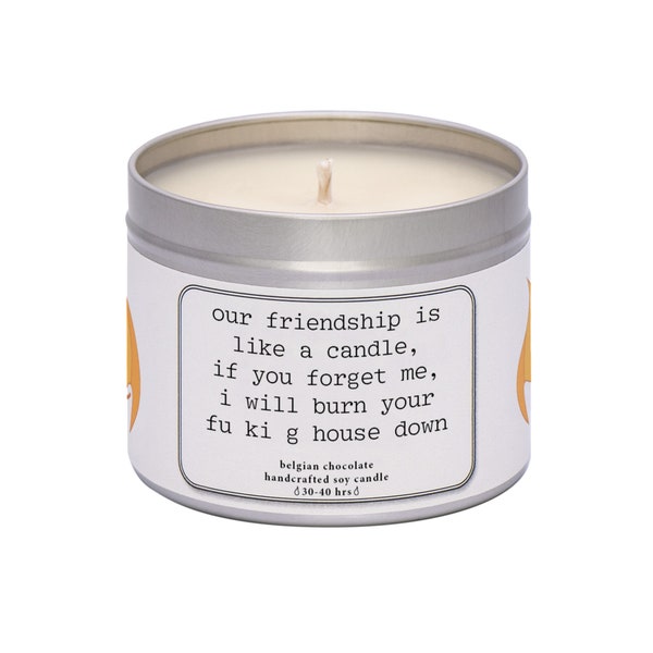 Our friendship is like a candle. Candle gift for friend. Handmade soy wax candle. Slogan candle. friendship candle.  funny candle.