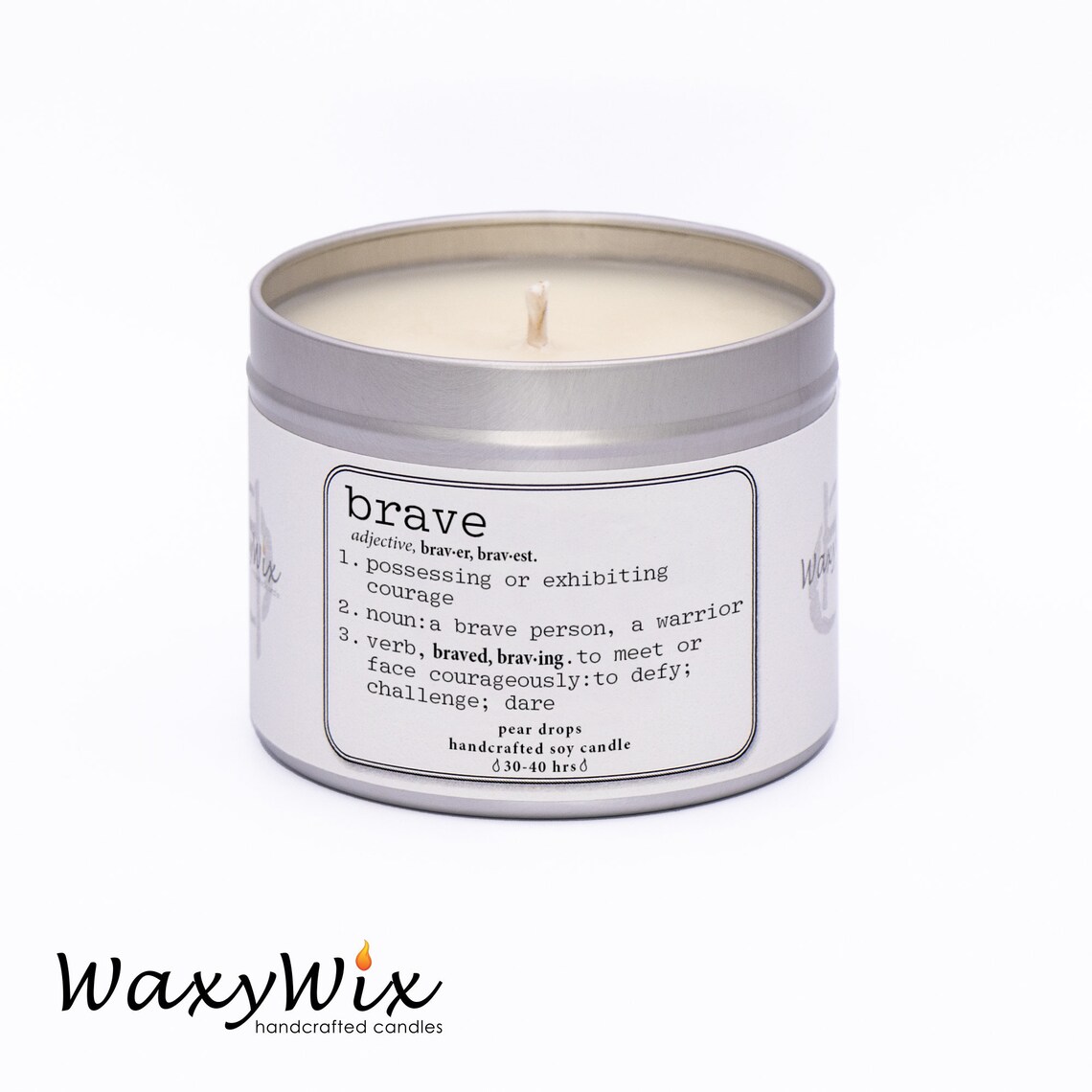 Brave. Dictionary Candle. Candle Gift. Handmade Soy Wax Etsy