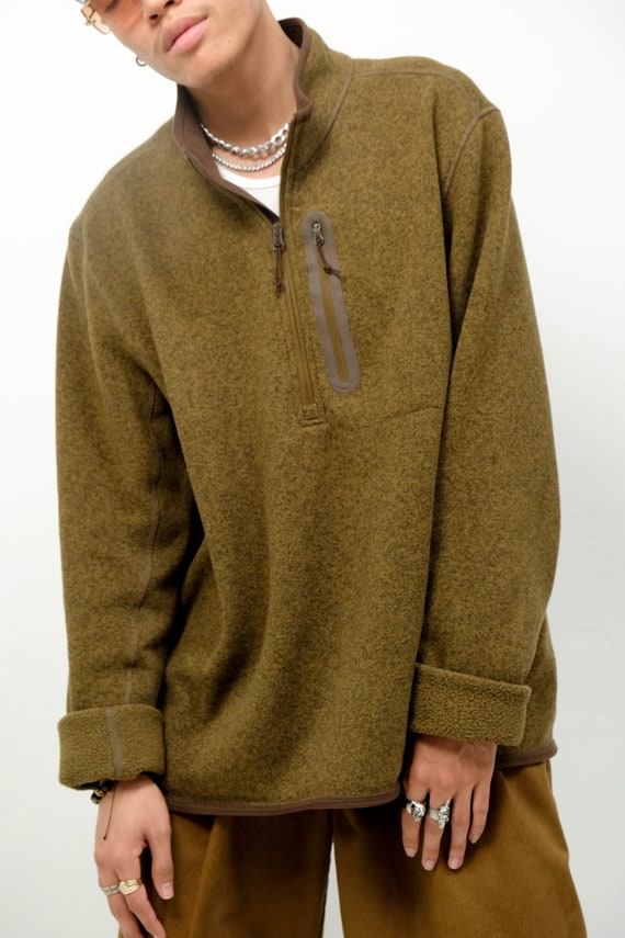 Vintage Mens Olive Mock Neck Sweater - image 2