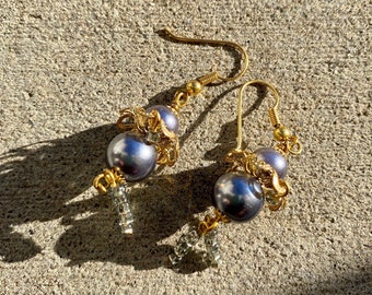 Vintage Women’s Blue & Gold Ballerina Earrings - Comes in Pink and Blue