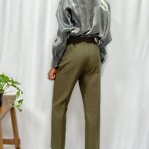 Vintage Classic Olive Green Elastic Waist Trousers image 2