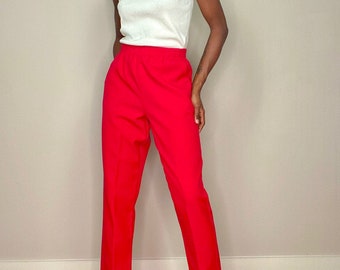 Vintage Women’s Red Elastic Waist Petite Trouser