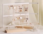 Minimal Earring Organizer Jewellery Display Stand, Earring Holder Rack, Metal and Wood Basic Storage Earring Jewelry Display