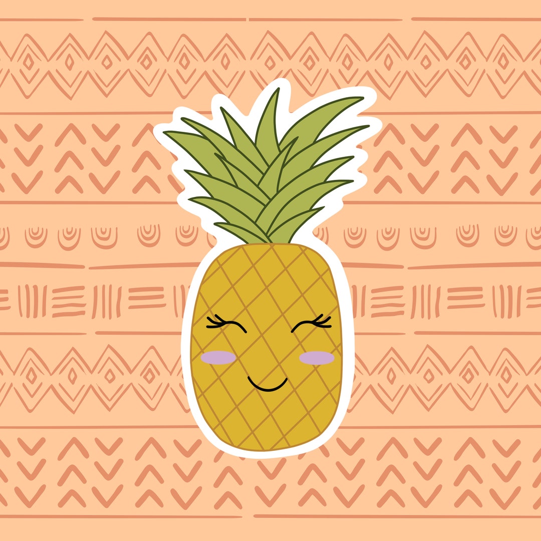 Cute Pineapple Die Cut Weatherproof Sticker Etsy