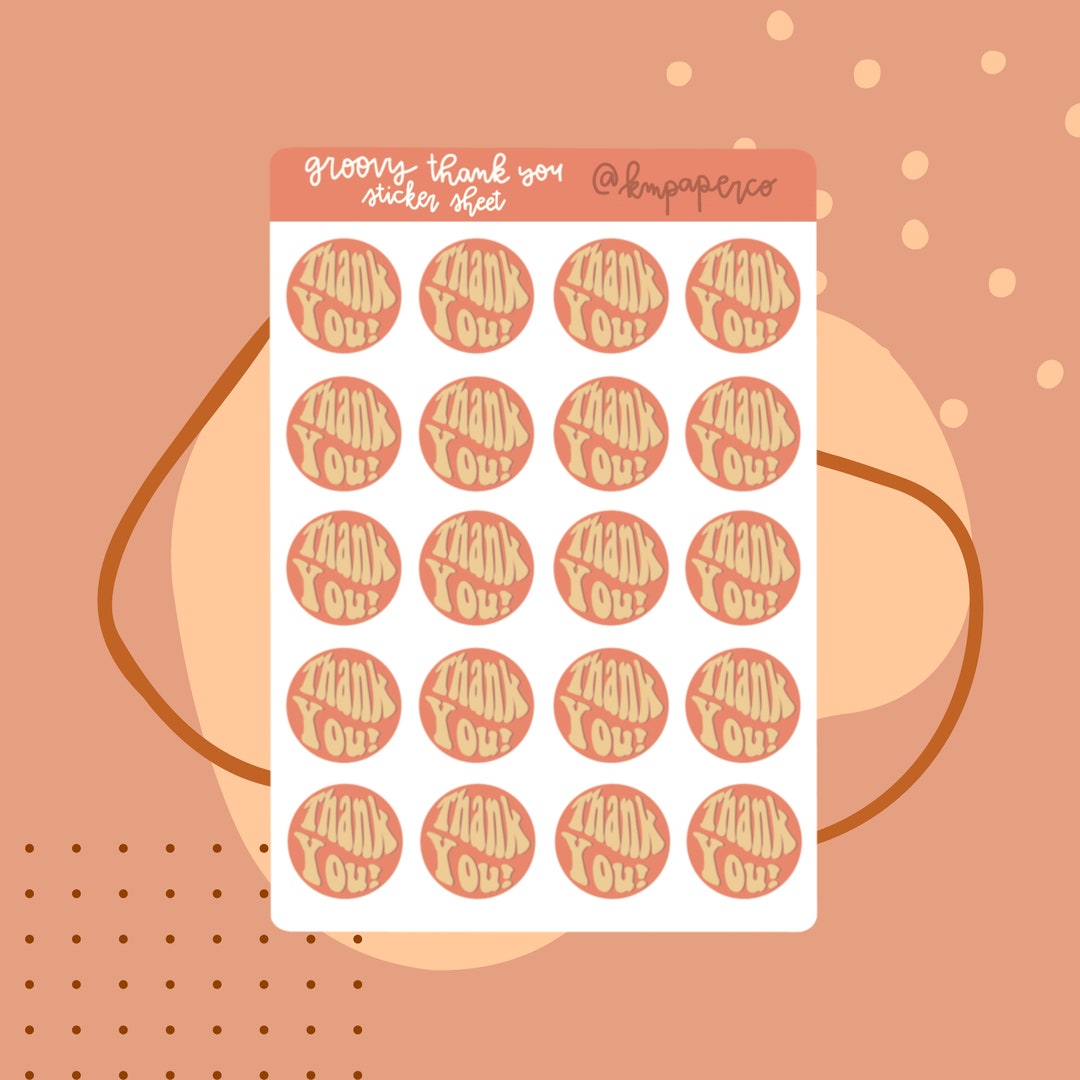 Packing Sticker Groovy Groovy Thank You Stickers 80 Stickers Packaging Stickers - Etsy