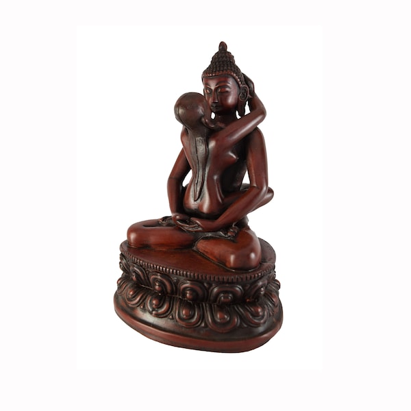 Statue Buddhashakti Yab Yum pour collections décoratives - Figurines tibétaines - Figurines Bouddha shakti rouge