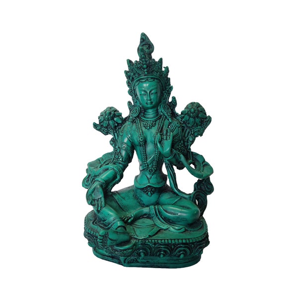 Green Tara  Statute, Green Tara Decor Piece for decorative collections- Tibetan Figures for rituals- 8 Inch Tall, Green Tara Resin Figurines