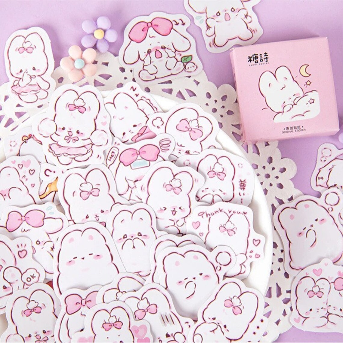 Cute Rabbit 45 pcs Stickers Pack Laptop Decal Etsy