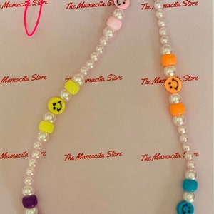 Smiley Pearl Phone Grip | Phone Lanyard | Phone Chain | Phone Strap
