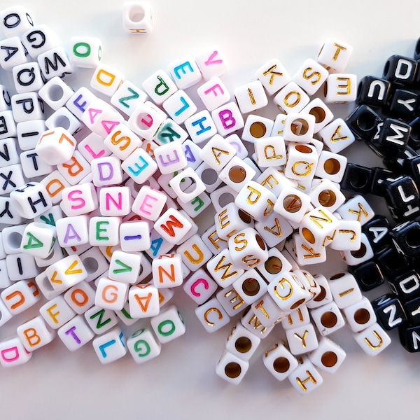 Alphabet Letter Beads - A-Z Letters 6mm x 6mm - Jewellery Making, Kids Beads, DIY Craft