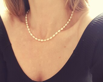 Pearl Necklace, Wedding Necklace, Pearl and Gold Necklace, Gold Necklace, Ivory Pearl Necklace, Gift for Her, Christmas Gifts