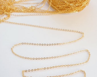 1.5mm Gold Plated Soldered Chain Bulk, Cable Chain, Rolo Chain, Flat Chain, 1.5mm Gold Chain, 16.5 Foot - 5 Meters Bulk 1.5mm Cable Chain