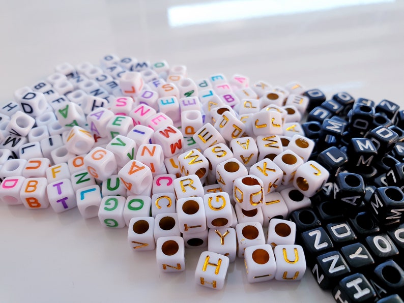 Perles de lettres alphabet Lettres A-Z 6mm x 6mm Fabrication de bijoux, Perles pour enfants, Bricolage image 3