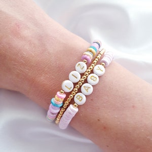 Personalised Name Beaded Bracelet, Custom Word Bracelet, Multi Beaded Bracelet, Rainbow Bracelet, Party Gifts, Customised Bracelet image 5