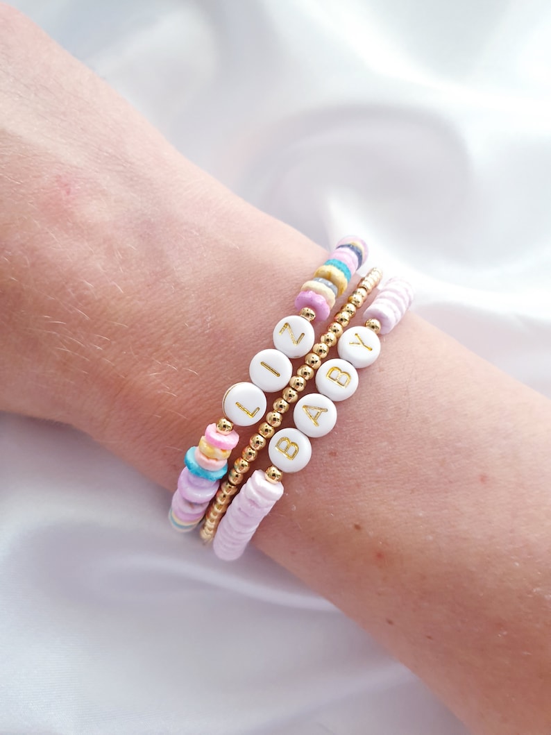 Personalised Name Beaded Bracelet, Custom Word Bracelet, Multi Beaded Bracelet, Rainbow Bracelet, Party Gifts, Customised Bracelet image 5