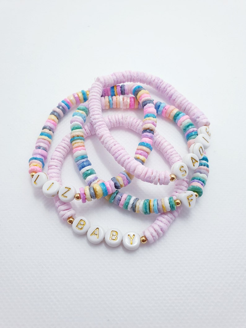 Personalised Name Beaded Bracelet, Custom Word Bracelet, Multi Beaded Bracelet, Rainbow Bracelet, Party Gifts, Customised Bracelet image 8
