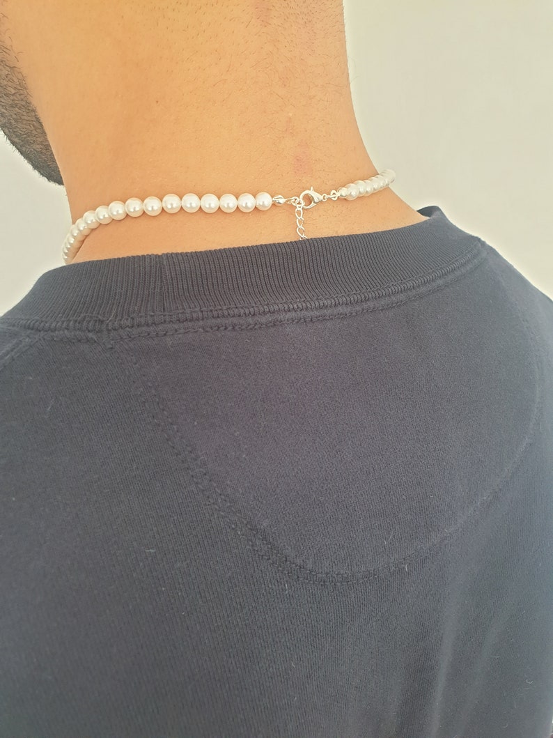 Mens Pearl Necklace 6mm Pearl Necklace Mens Men's Etsy UK
