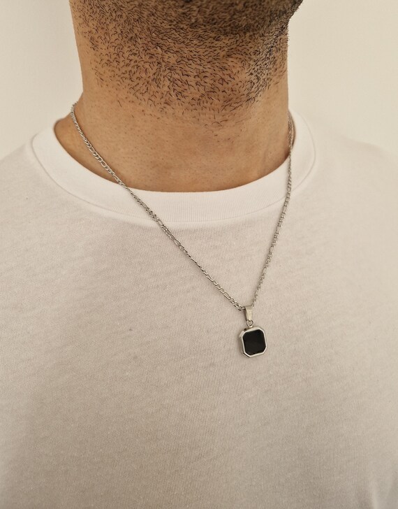 White gold onyx sale pendant