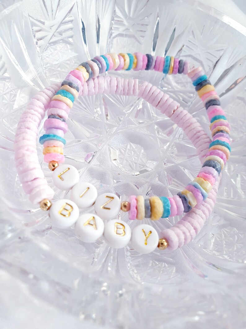Personalised Name Beaded Bracelet, Custom Word Bracelet, Multi Beaded Bracelet, Rainbow Bracelet, Party Gifts, Customised Bracelet image 6
