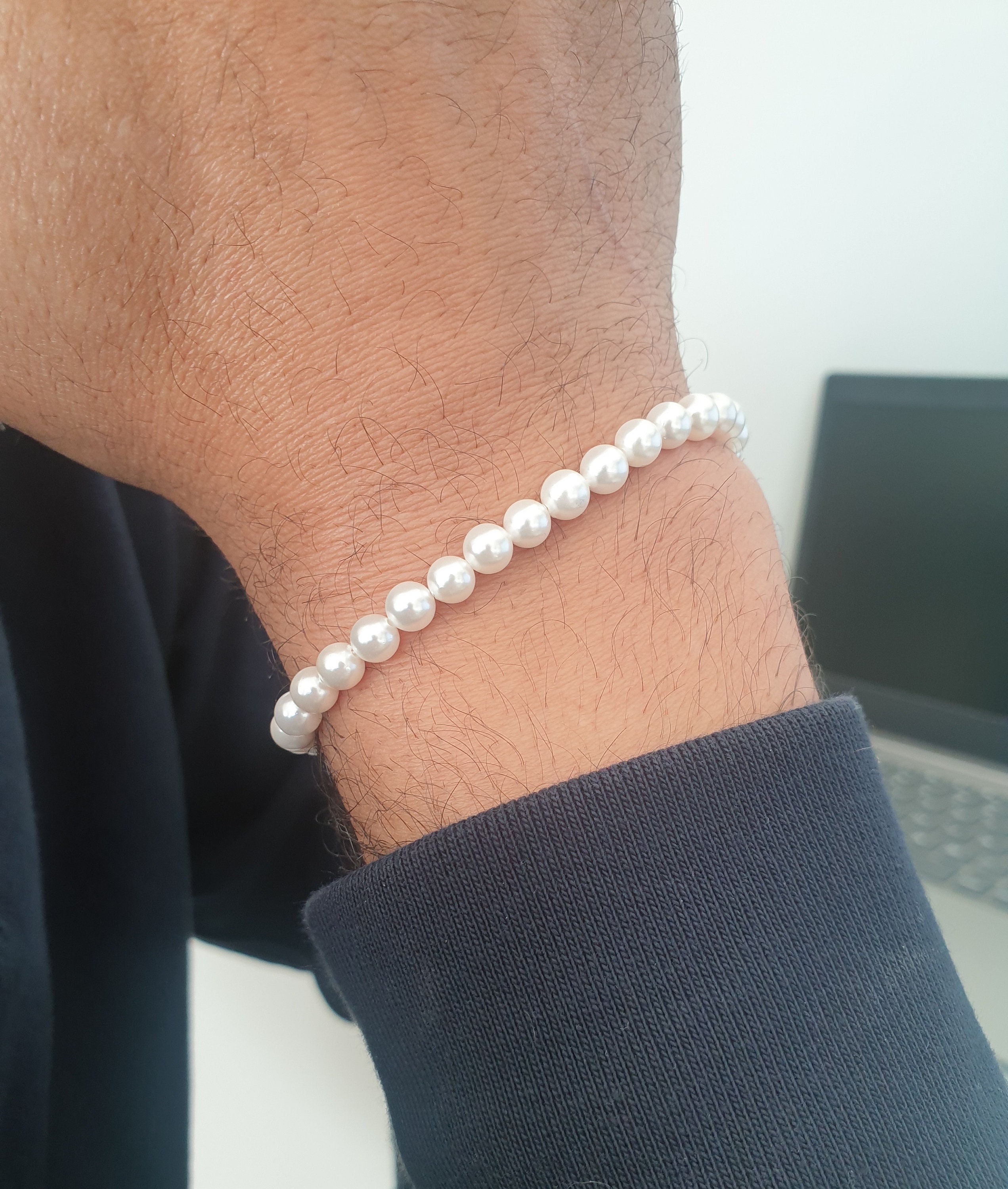 Men's Pastel Pearl Bracelet L (18cm / 7.1”)