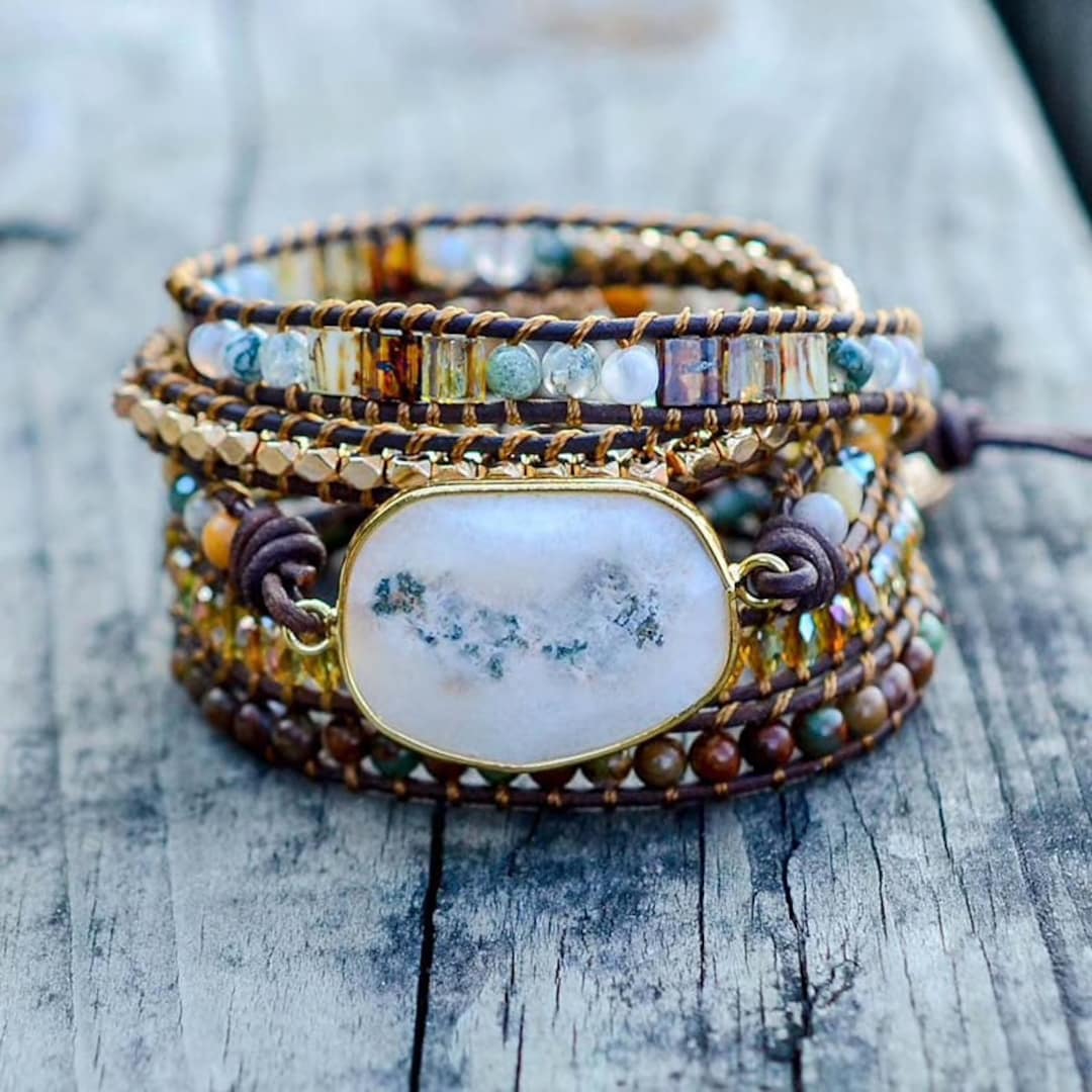 Handmade 6MM Natural Stone Healing Crystal Beaded Bracelet For Women