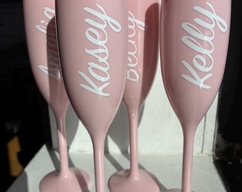 Custom Acrylic Champagne Flutes | Bachelorette Party, Wedding, Birthday Favors