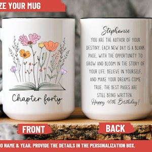 Personalized 40th Birthday Mug or Coaster, Chapter Forty Birthday Coffee Cup 40 birthday, birthday milestone Mug 40th present forty birthday