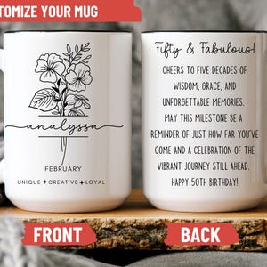 Personalized Floral Birthday Mug or Coaster: Custom Name & Year