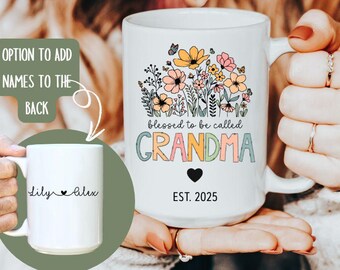 Grandma Est Mug or Coaster, Personalized Mother&#39;s Day Gift, new grandmother gift, grandma reveal gift, grandma reveal, new grandparent gift