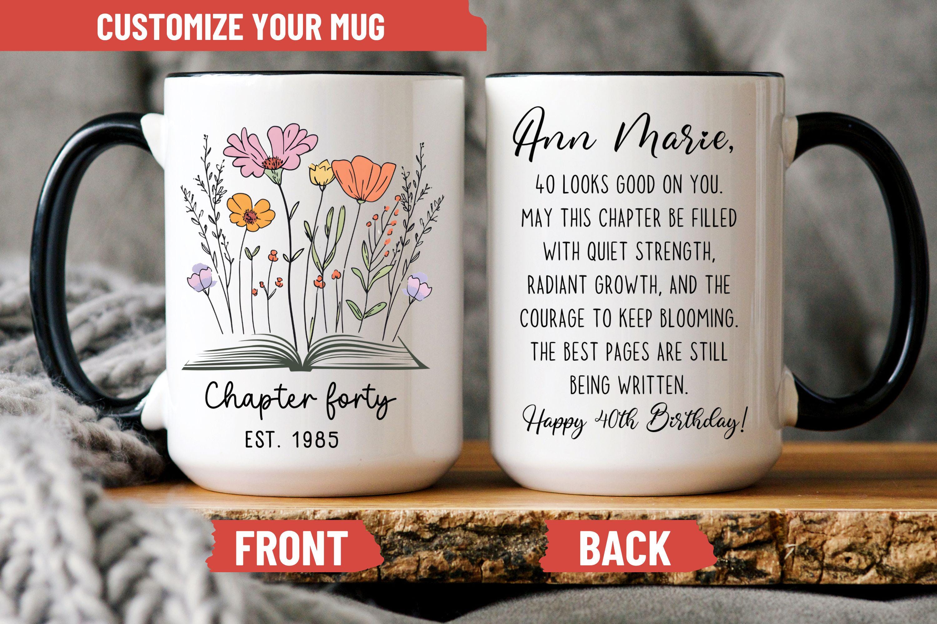 40th birthday women, Chapter Forty Mug/Coaster 40th bday, personalized 40th, daughter 40th, birthday gift, 40 birthday, birthday milestone